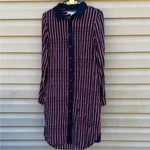 Draper James Button Down Long Sleeve Heart Print Dress size 8
